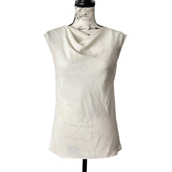 MM Lafleur Tops - M.M. Lafleur New York Womens Top Ivory Sleeveless Cowl Neck Blouse Office Size S